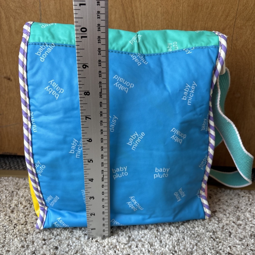 Vintage 90s DISNEY BABIES Baby Mickey Mouse Diaper Bag Vinyl Tote Teal White - Picture 4 of 10